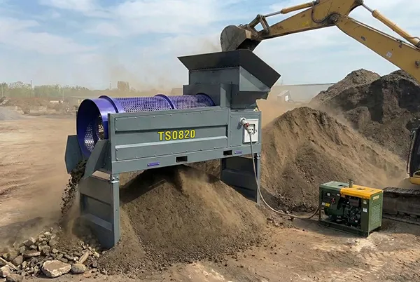 Criba trommel con descarga inferior TS0820 para tierra vegetal